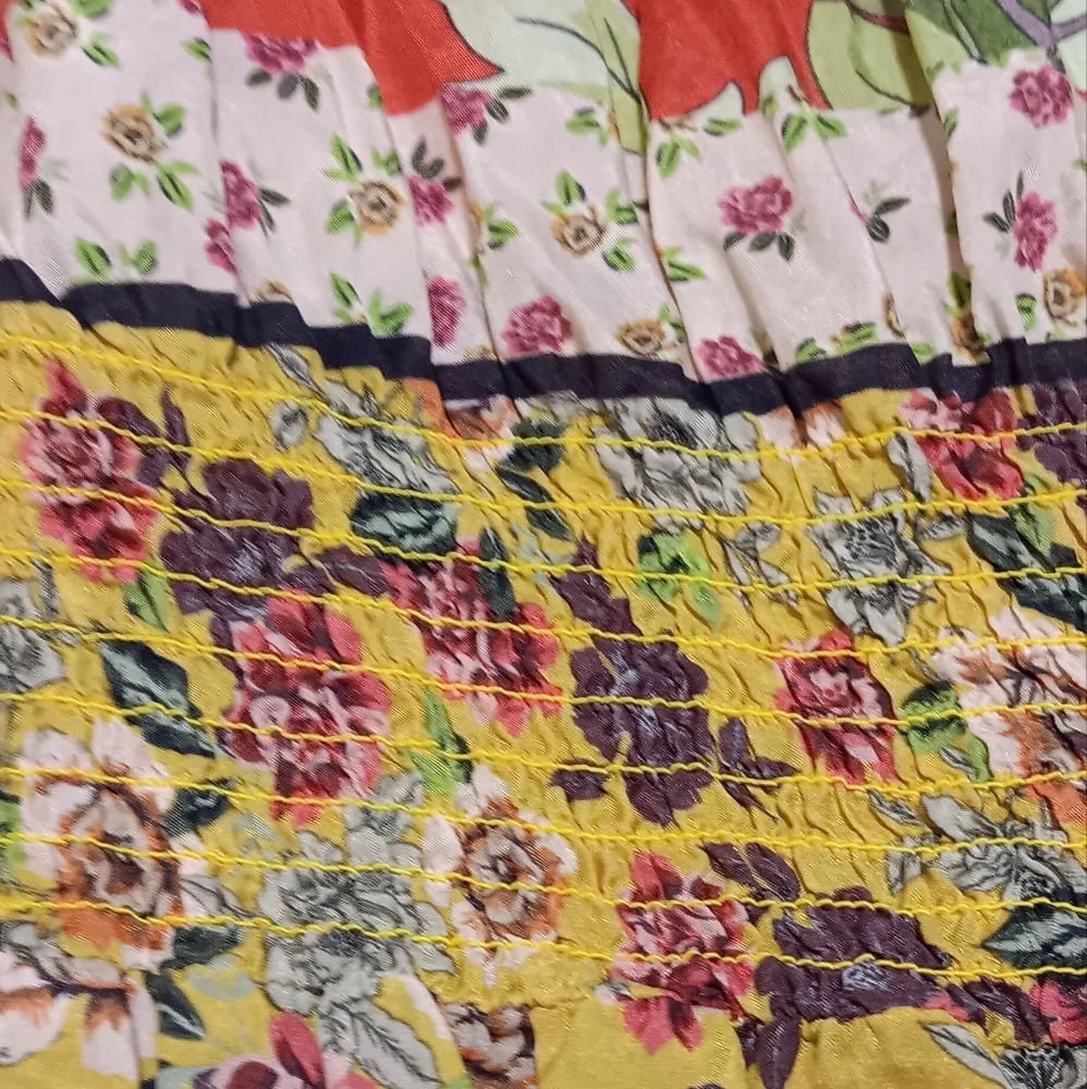 Johnny Was Maxi Dress Silk Patchwork SzL Green/Red Floral Boho Lightweight - Picture 12 of 15